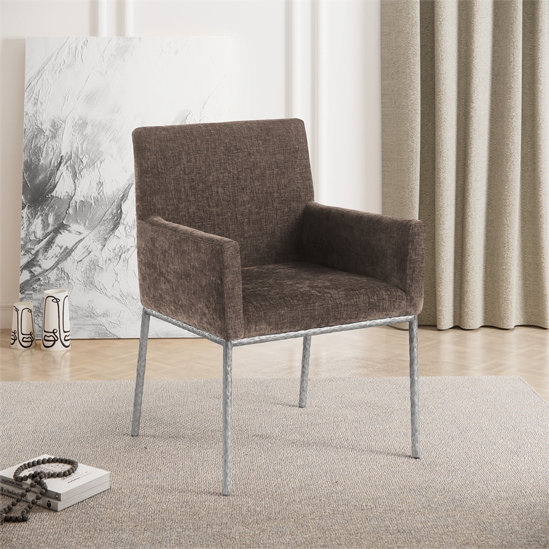 Meridian Furniture Reeves Brown Chenille Fabric Dining Chair (Set of 2)