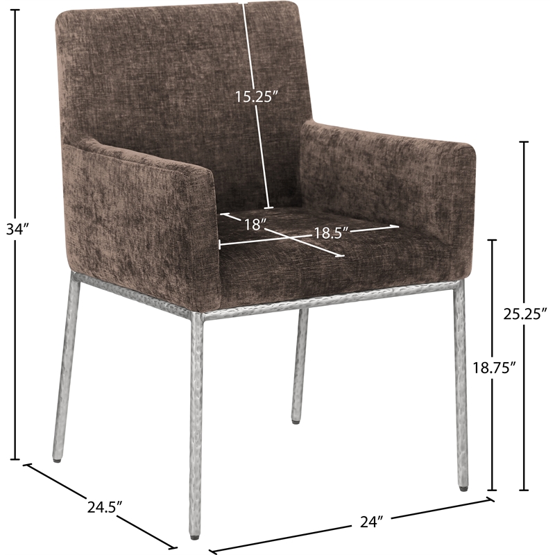 Meridian Furniture Reeves Brown Chenille Fabric Dining Chair (Set of 2)