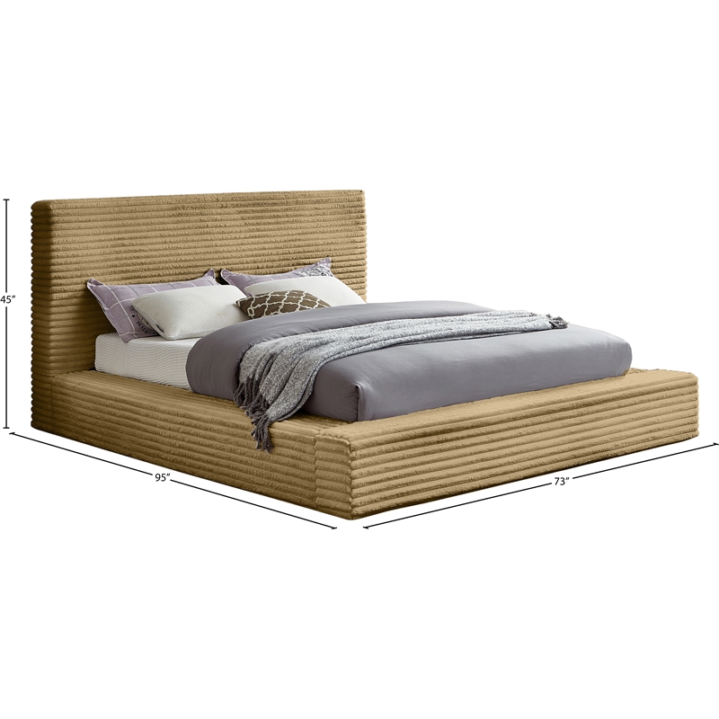 Meridian Furniture Dexter Camel Corduroy Queen Bed