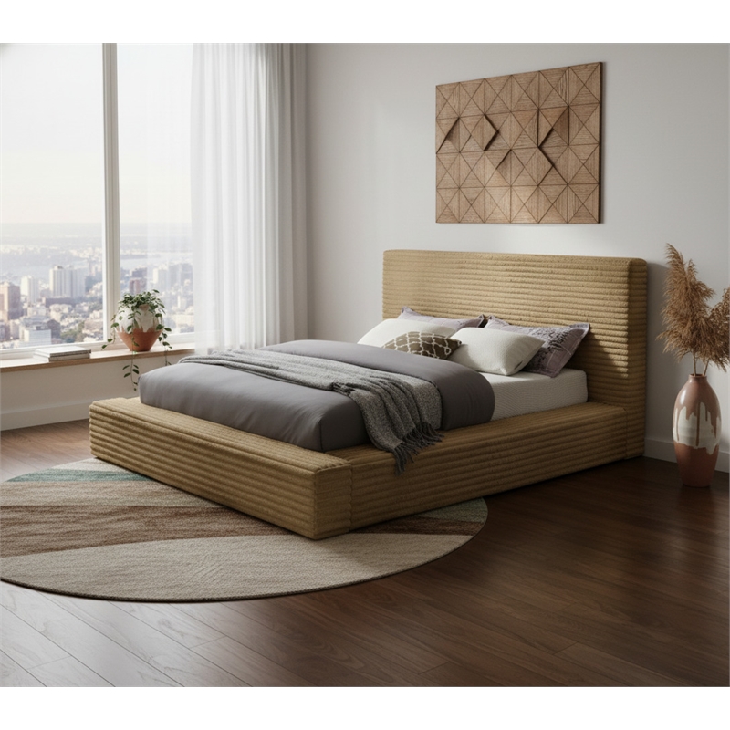 Meridian Furniture Dexter Camel Corduroy Queen Bed