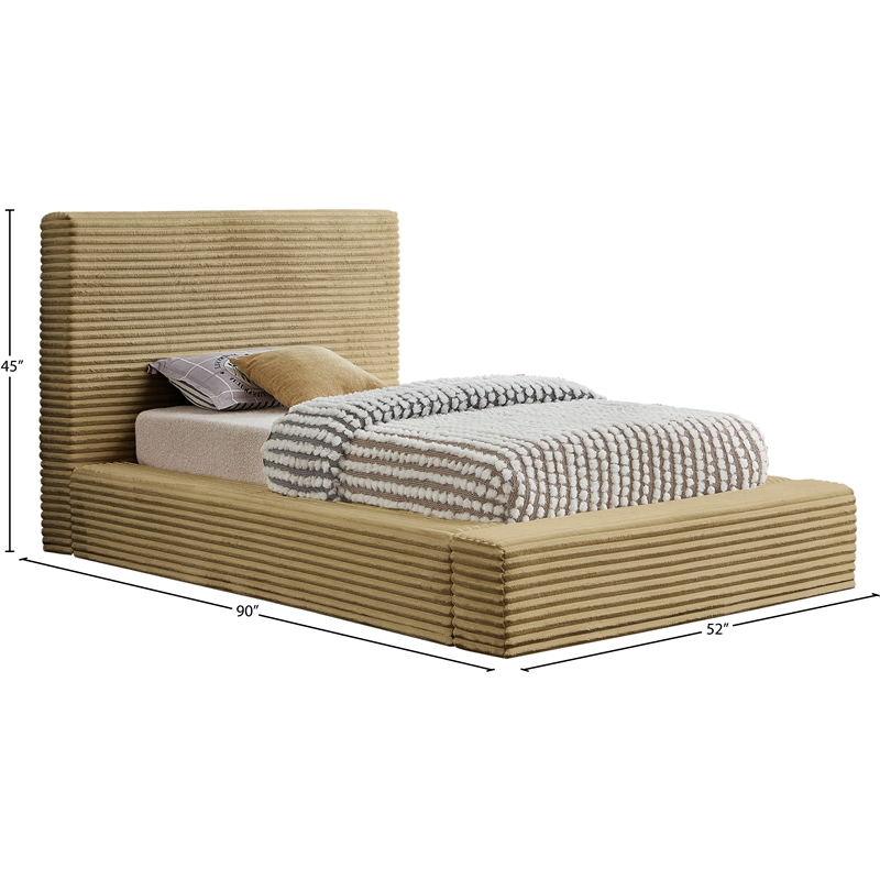 Meridian Furniture Dexter Camel Corduroy Twin Bed