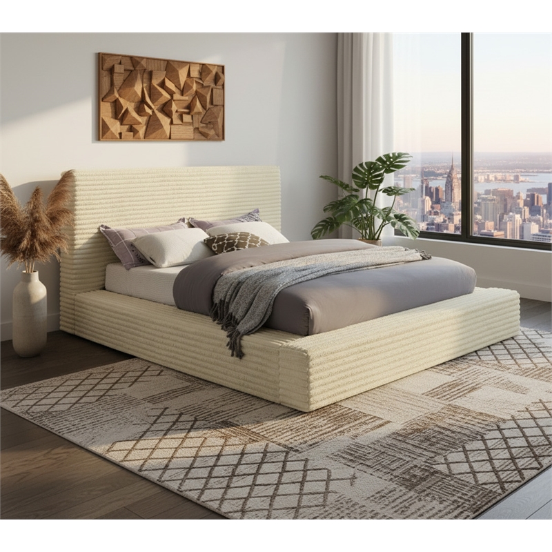Meridian Furniture Dexter Cream Corduroy King Bed