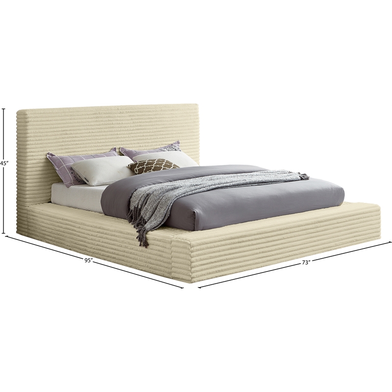 Meridian Furniture Dexter Cream Corduroy Queen Bed