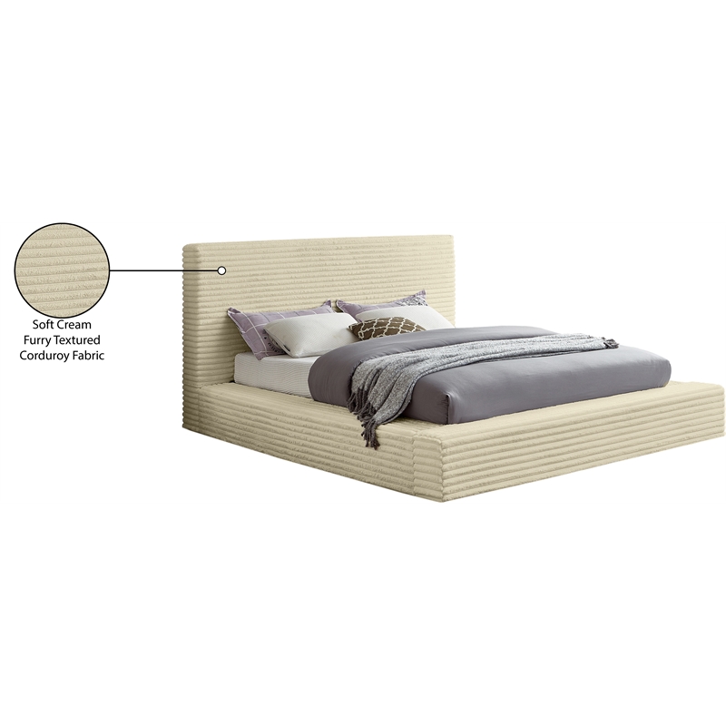 Meridian Furniture Dexter Cream Corduroy Queen Bed