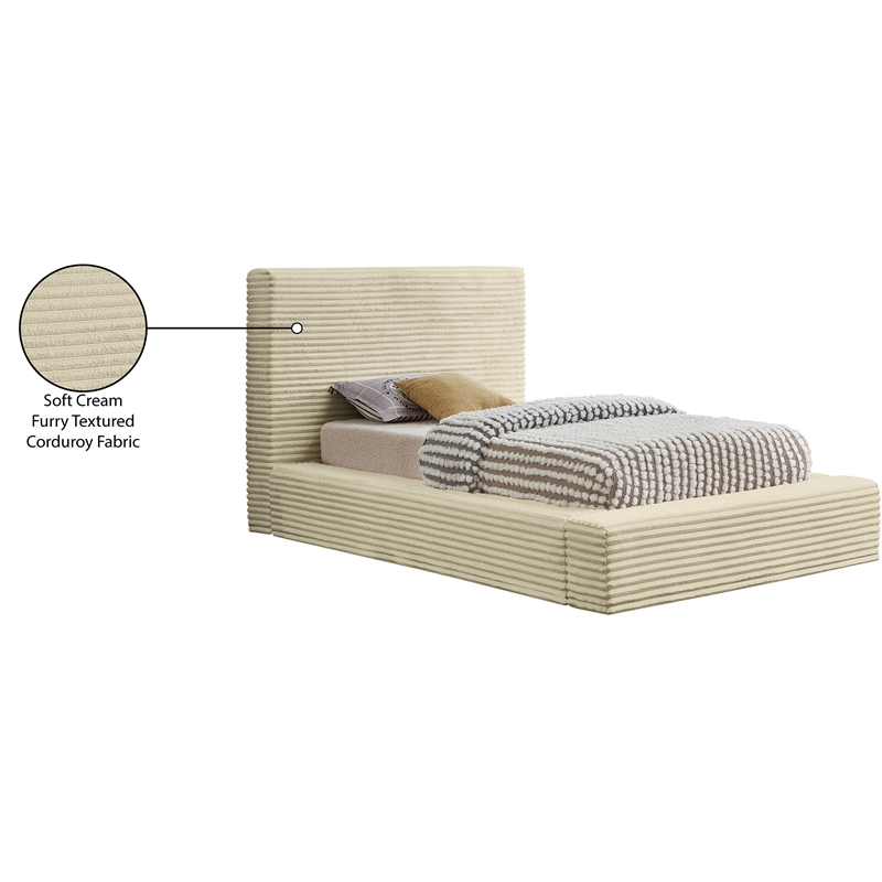 Meridian Furniture Dexter Cream Corduroy Twin Bed