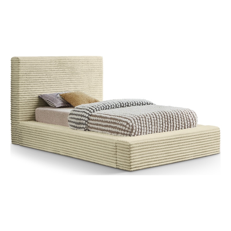 Meridian Furniture Dexter Cream Corduroy Twin Bed