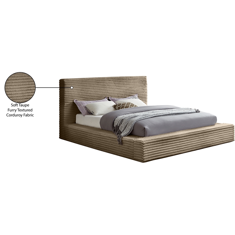 Meridian Furniture Dexter Taupe Corduroy Queen Bed