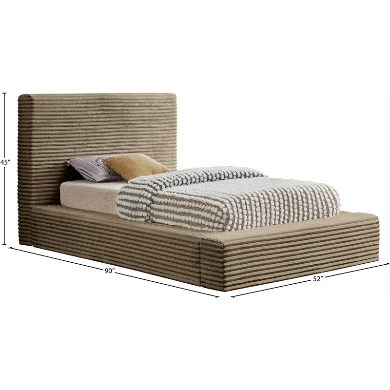 Meridian Furniture Dexter Taupe Corduroy Twin Bed