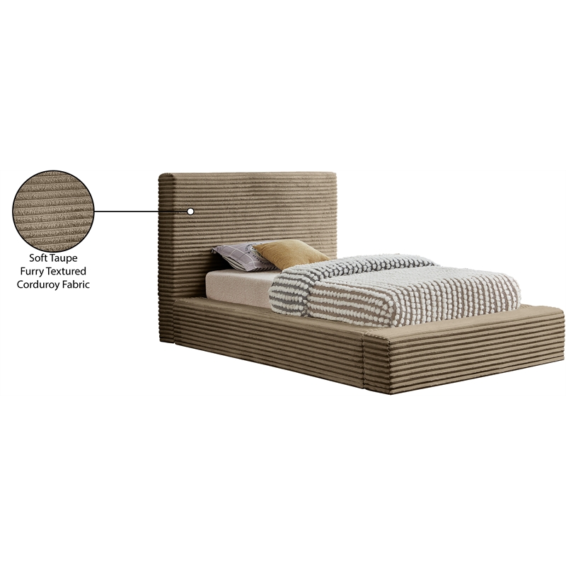 Meridian Furniture Dexter Taupe Corduroy Twin Bed