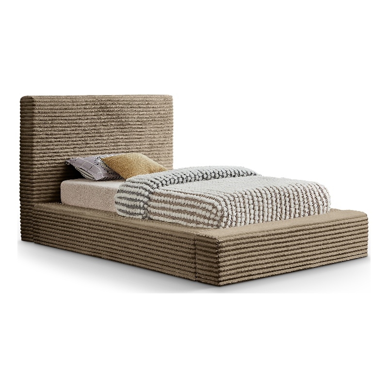 Meridian Furniture Dexter Taupe Corduroy Twin Bed