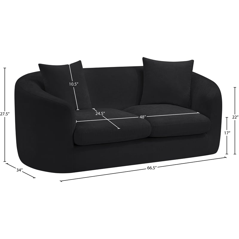 Meridian Furniture Penelope Black Chenille Fabric Loveseat
