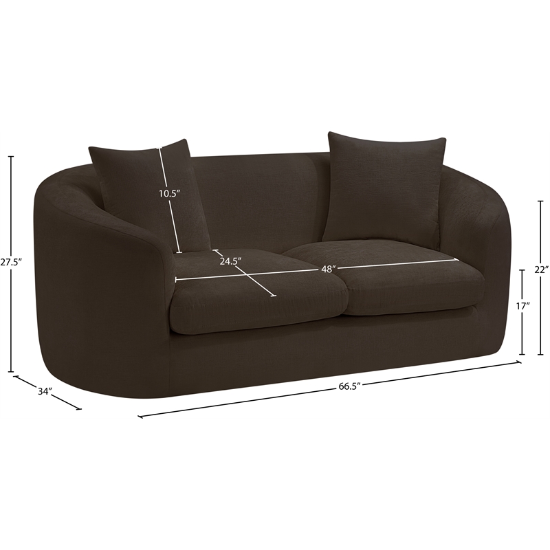 Meridian Furniture Penelope Brown Chenille Fabric Loveseat