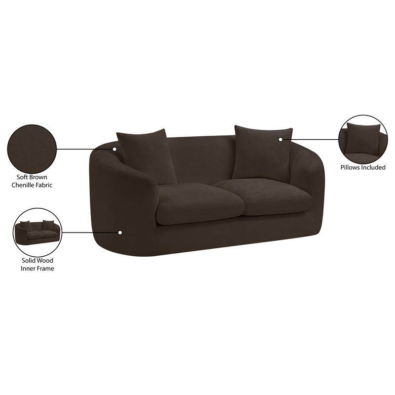 Meridian Furniture Penelope Brown Chenille Fabric Loveseat
