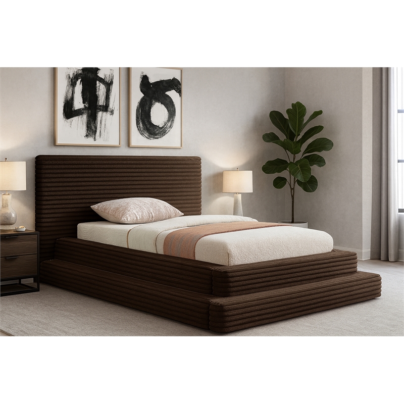 Meridian Furniture Drew Brown Corduroy Twin Bed