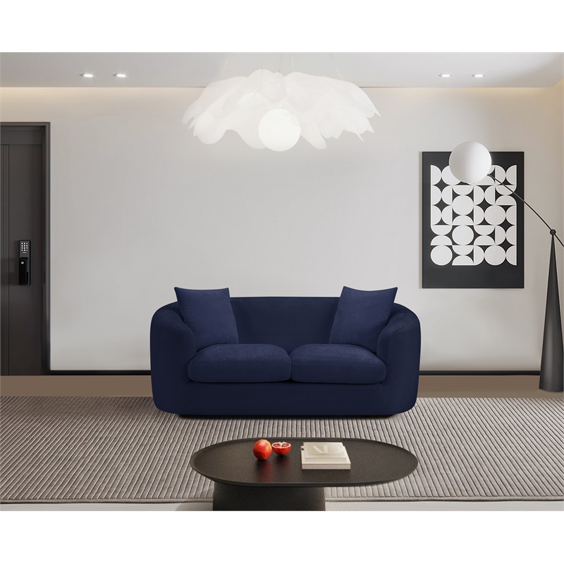 Meridian Furniture Penelope Navy Chenille Fabric Loveseat