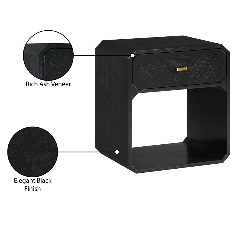Meridian Furniture Parker Black Ash Veneer Night stand