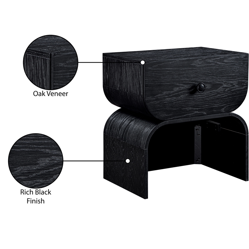 Meridian Furniture Jace Black Oak Veneer Night Stand
