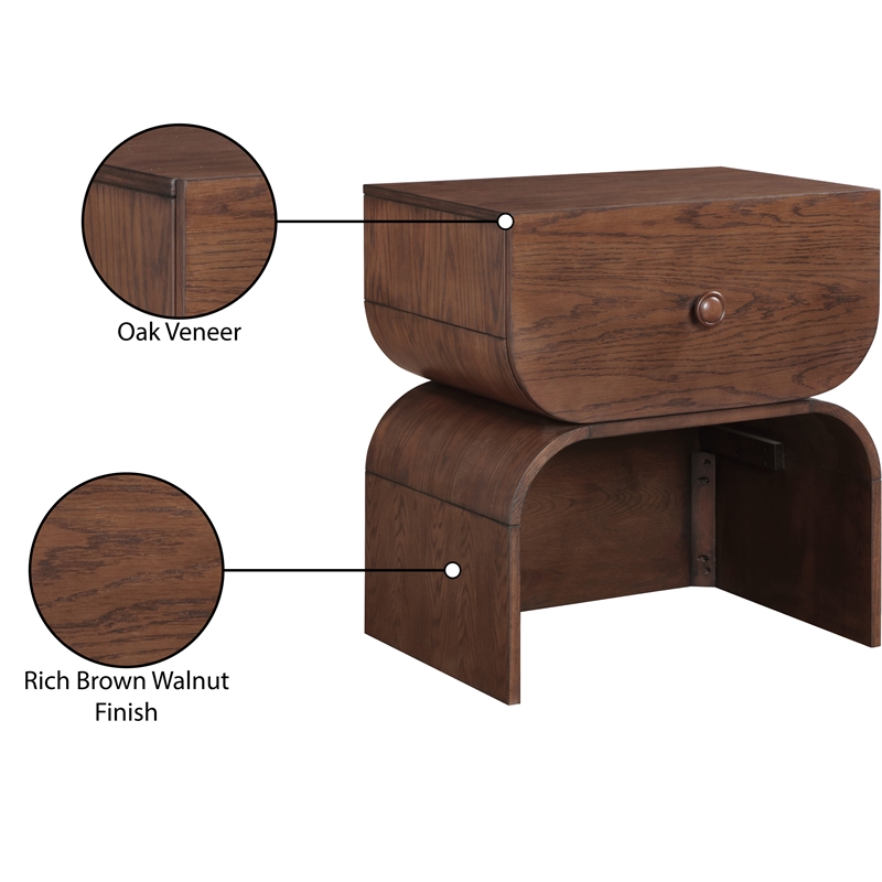 Meridian Furniture Jace Brown Oak Veneer Night Stand