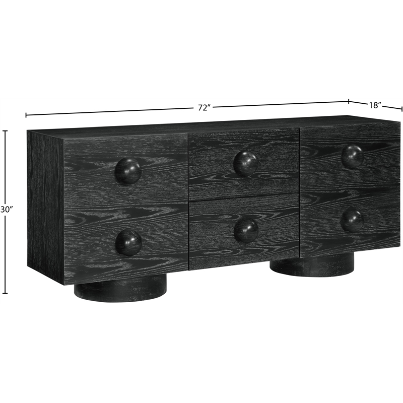 Meridian Furniture Bubble Black Wood And Oak Veneer Sideboard/Buffet