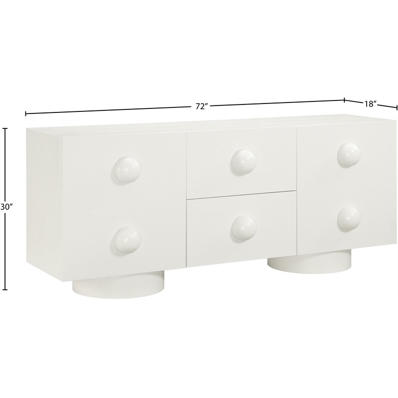 Meridian Furniture Bubble Cream Wood And Oak Veneer Sideboard/Buffet