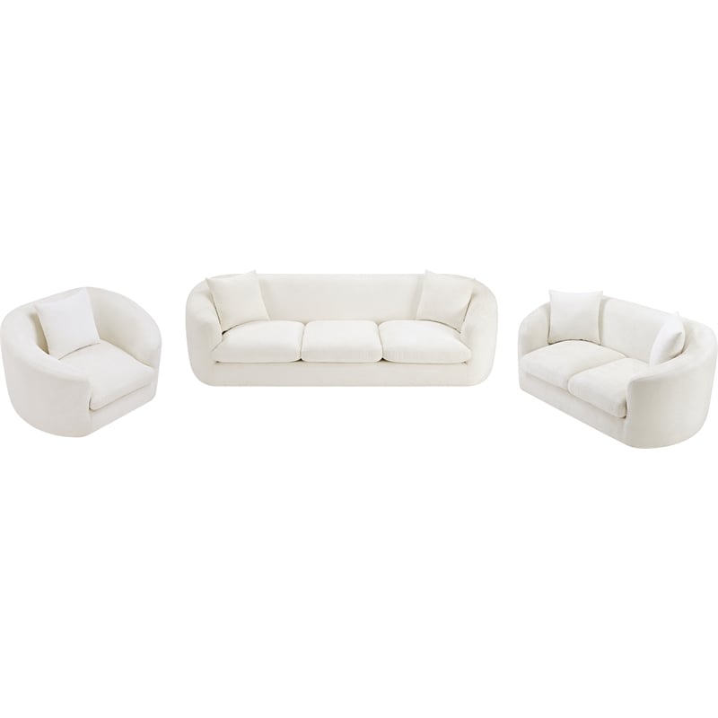 Meridian Furniture Penelope Cream Chenille Fabric Sofa