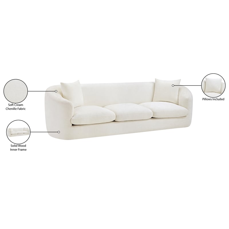 Meridian Furniture Penelope Cream Chenille Fabric Sofa