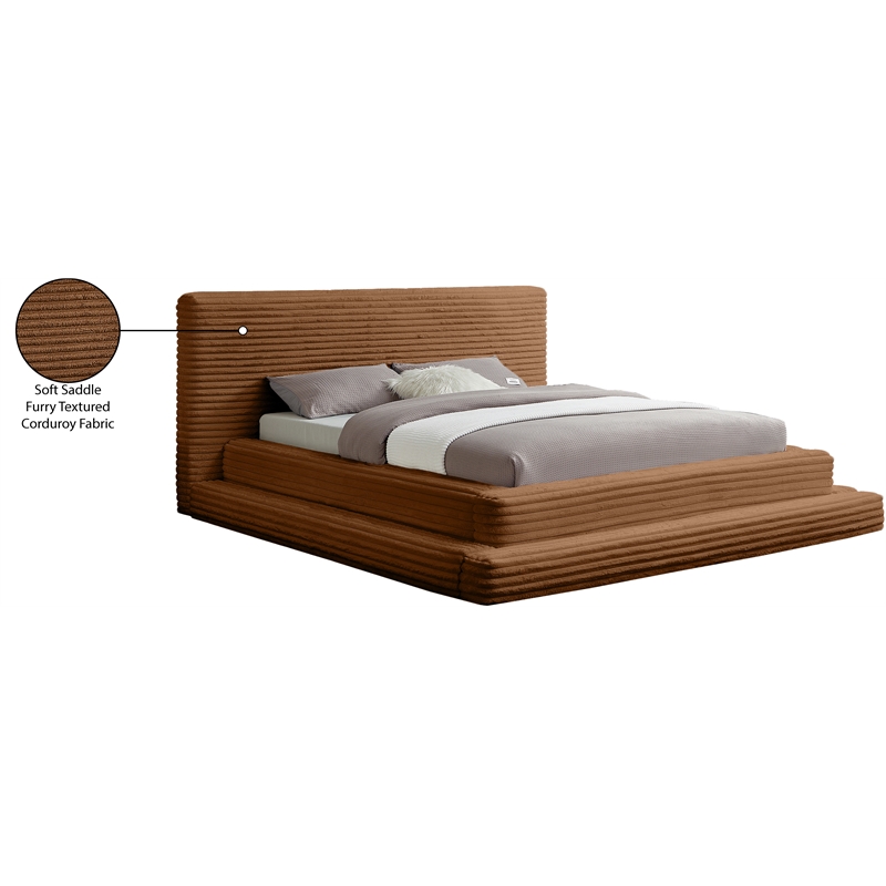 Meridian Furniture Drew Saddle Corduroy Queen Bed