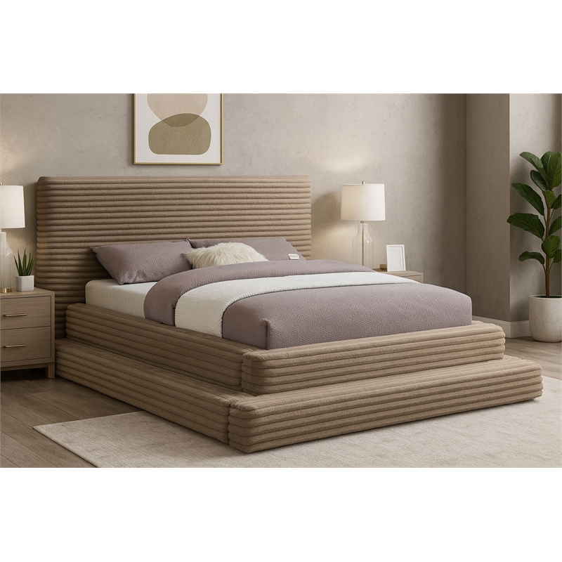 Meridian Furniture Drew Taupe Corduroy Full Bed