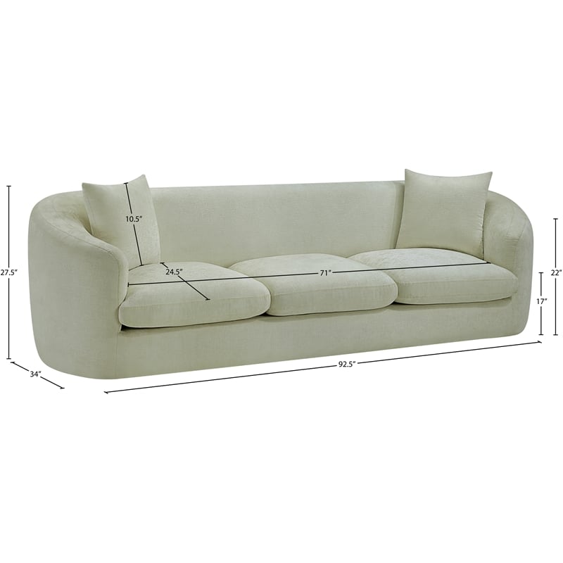 Meridian Furniture Penelope Mint Chenille Fabric Sofa
