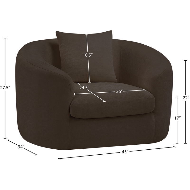 Meridian Furniture Penelope Brown Chenille Fabric Chair