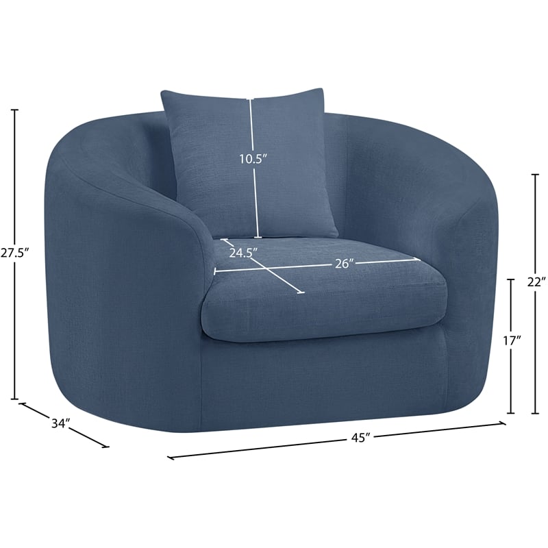 Meridian Furniture Penelope Light Blue Chenille Fabric Chair