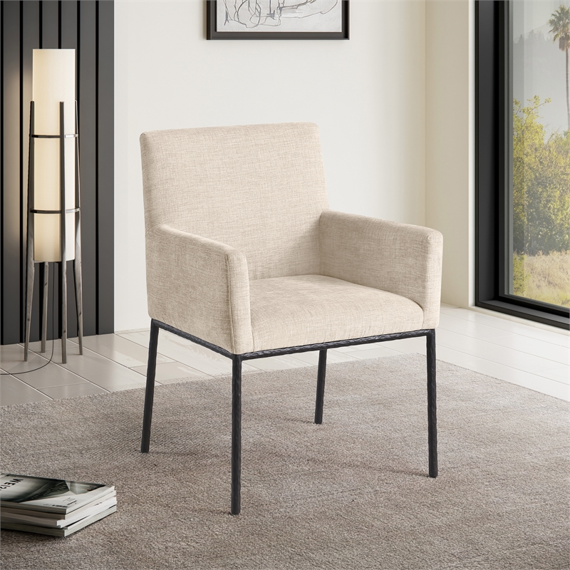 Meridian Furniture Reeves Beige Chenille Fabric Dining Chair (Set of 2)