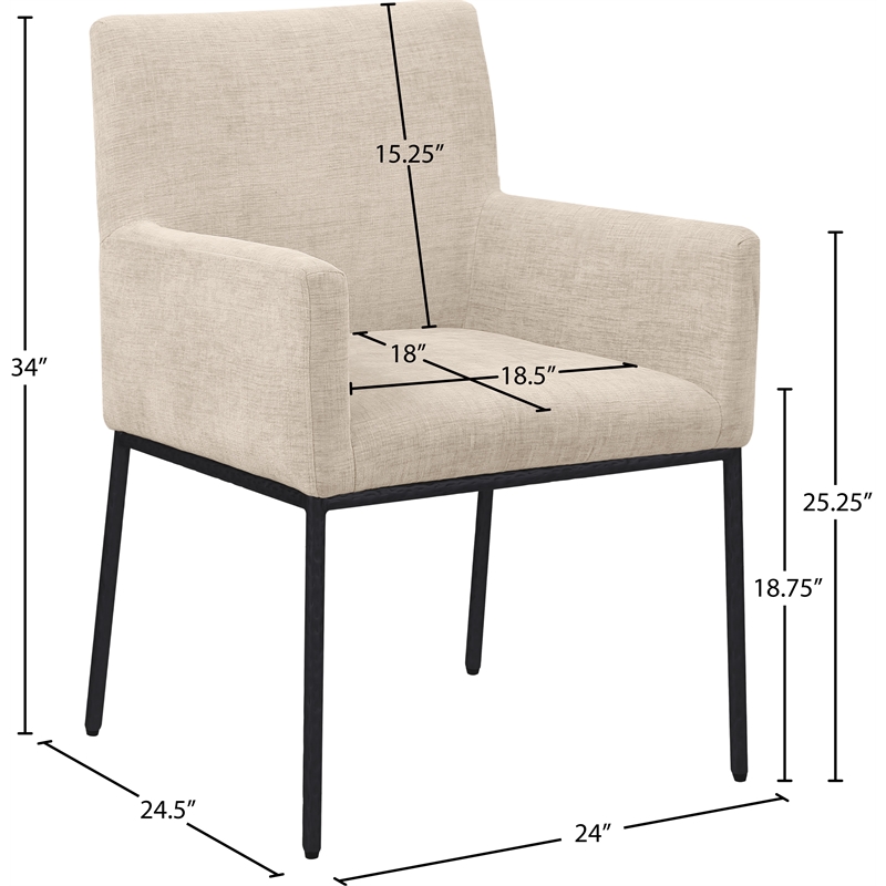 Meridian Furniture Reeves Beige Chenille Fabric Dining Chair (Set of 2)