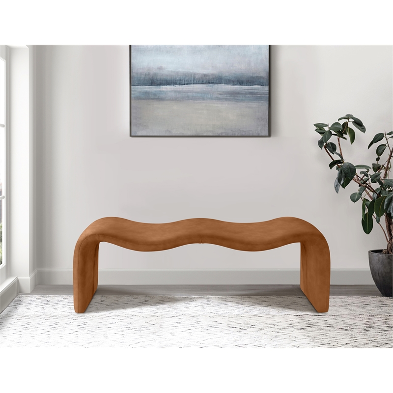 Meridian Furniture Willow Cognac Vegan Leather Bench
