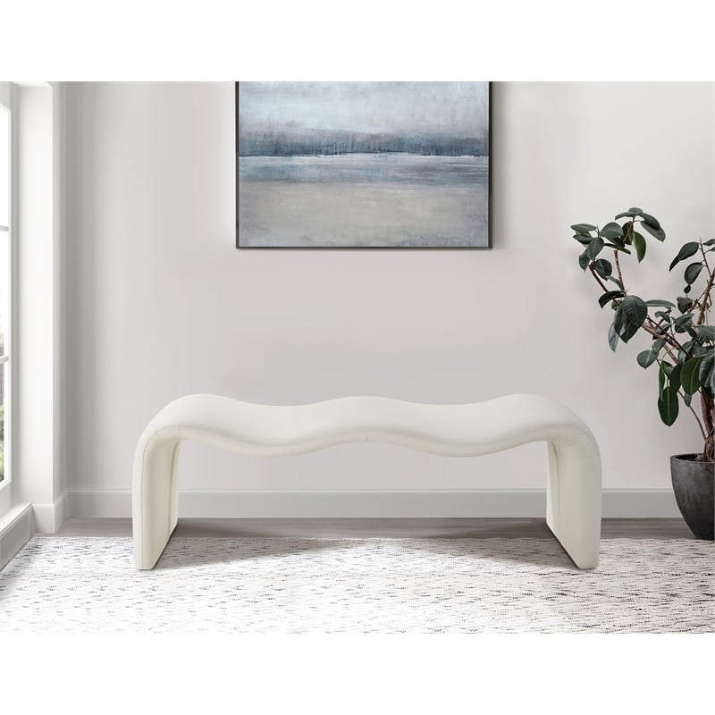 Meridian Furniture Willow Cream Vegan Leather Bench