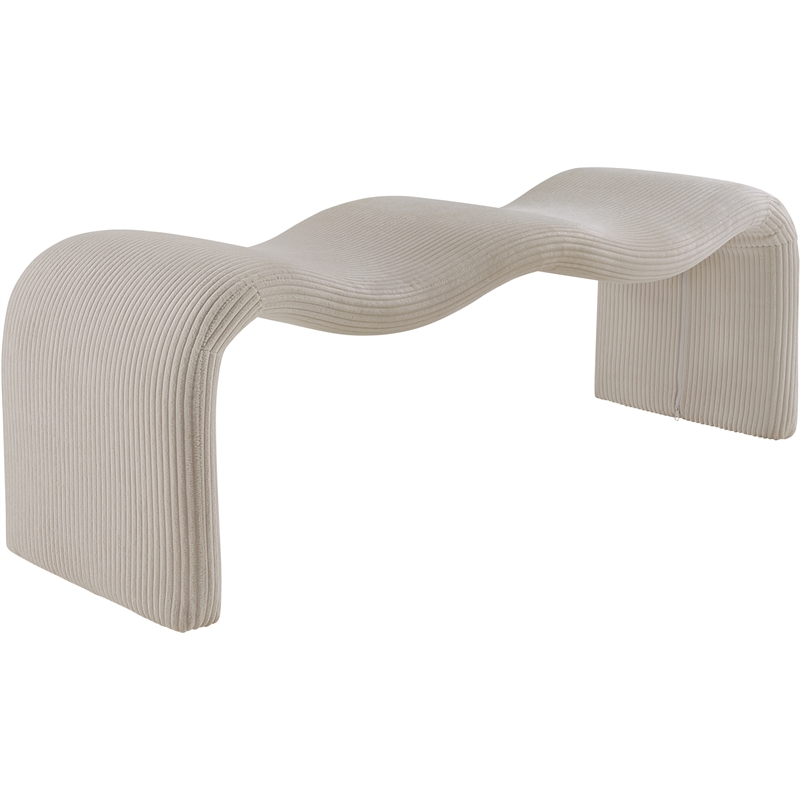 Meridian Furniture Willow Beige Microsuede Corduroy Bench