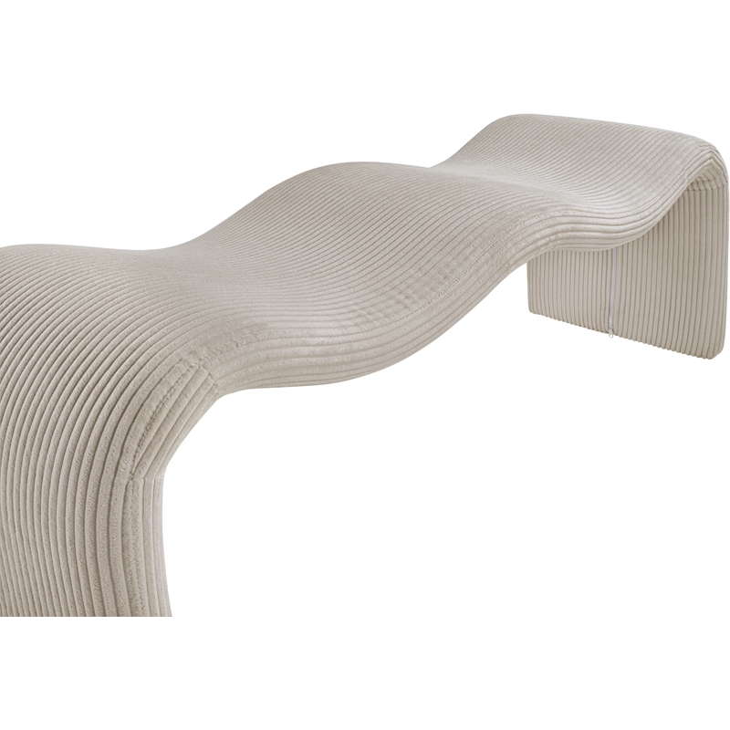 Meridian Furniture Willow Beige Microsuede Corduroy Bench