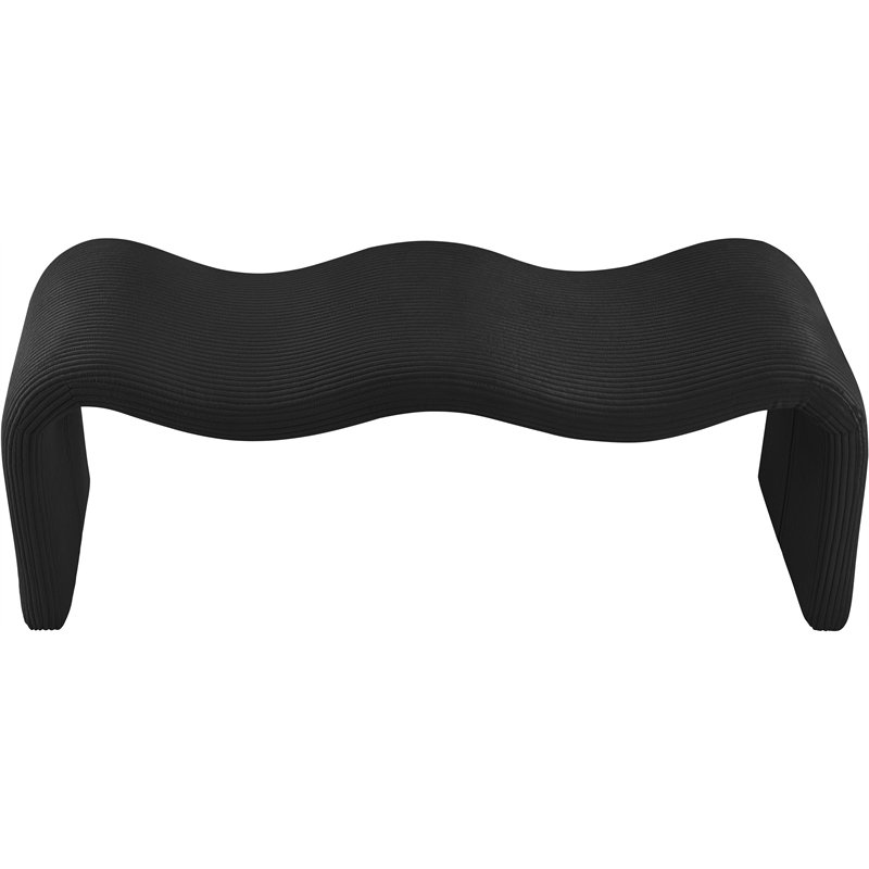 Meridian Furniture Willow Black Microsuede Corduroy Bench