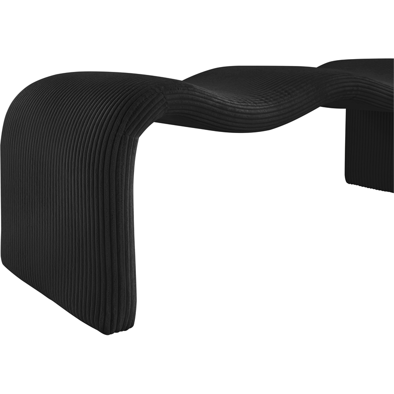 Meridian Furniture Willow Black Microsuede Corduroy Bench
