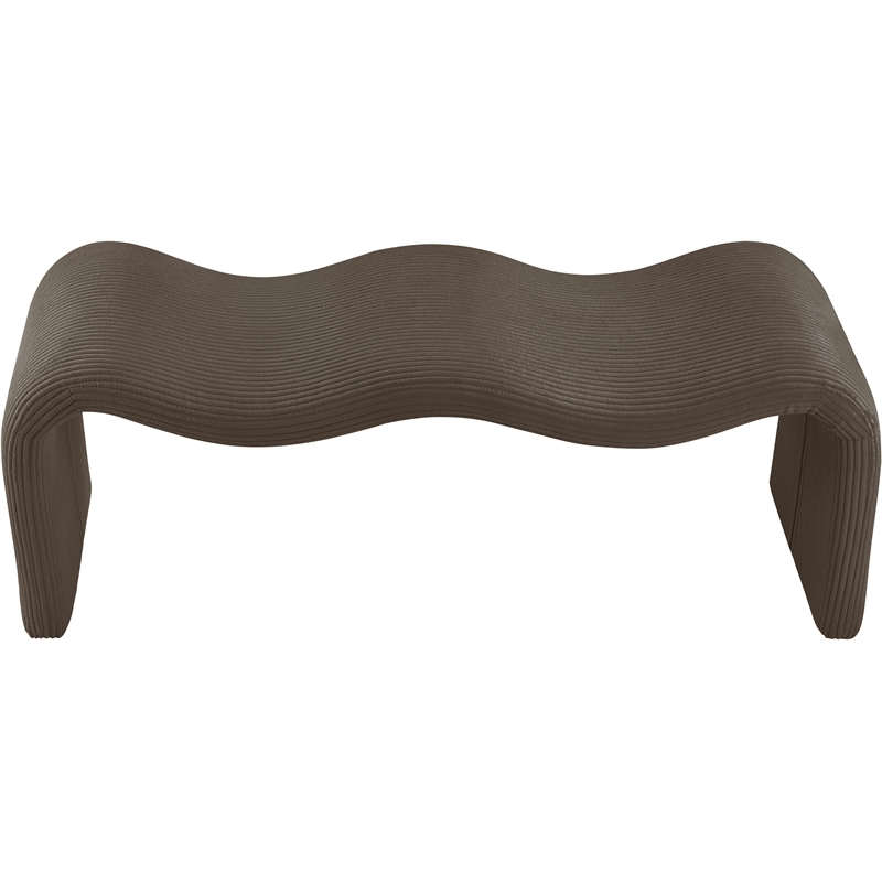 Meridian Furniture Willow Brown Microsuede Corduroy Bench