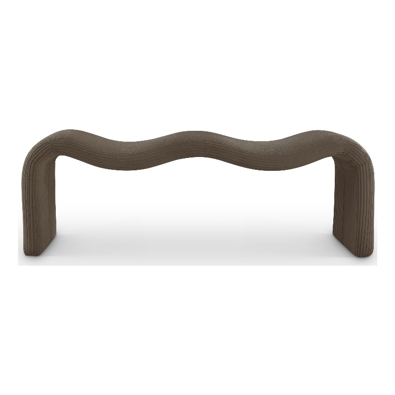 Meridian Furniture Willow Brown Microsuede Corduroy Bench