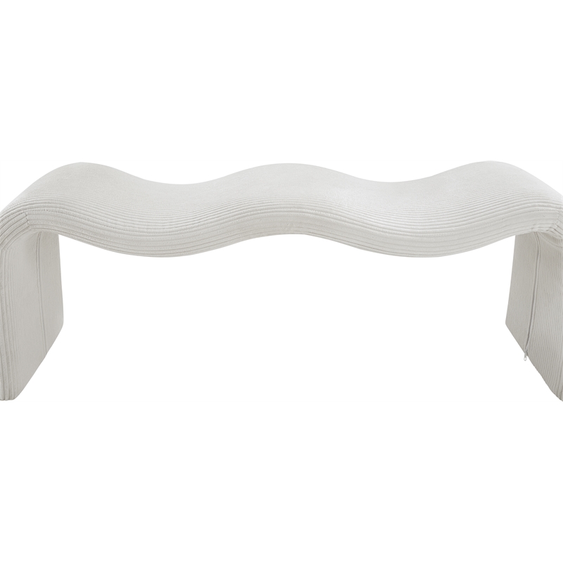 Meridian Furniture Willow Cream Microsuede Corduroy Bench