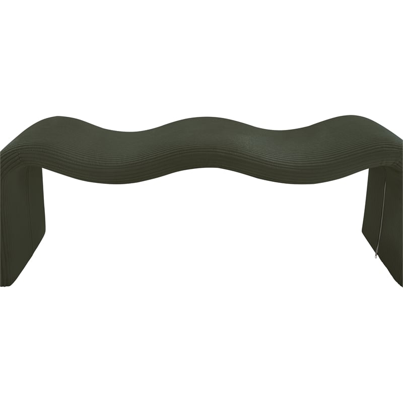 Meridian Furniture Willow Green Microsuede Corduroy Bench
