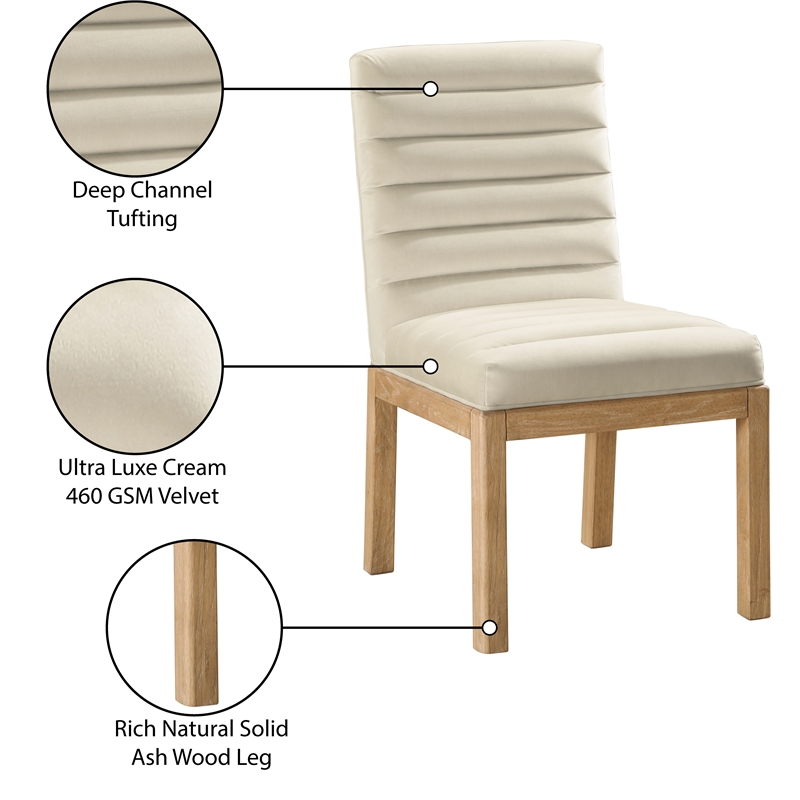 Meridian Furniture Evelyn Cream Velvet Dining Chair