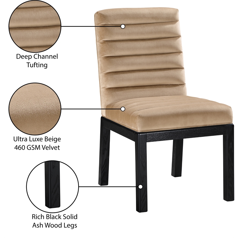 meridian furniture evelyn beige velvet dining chair