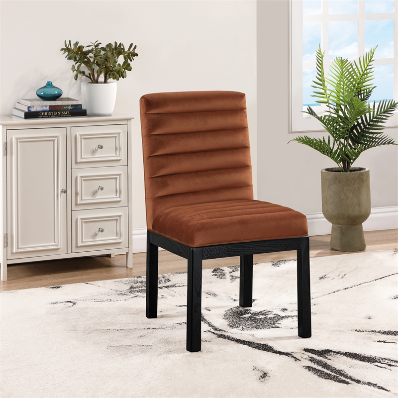 Meridian Furniture Evelyn Cognac Velvet Dining Chair