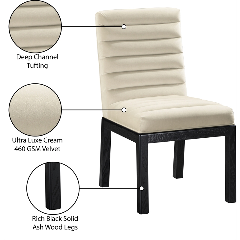 Meridian Furniture Evelyn Cream Velvet Dining Chair