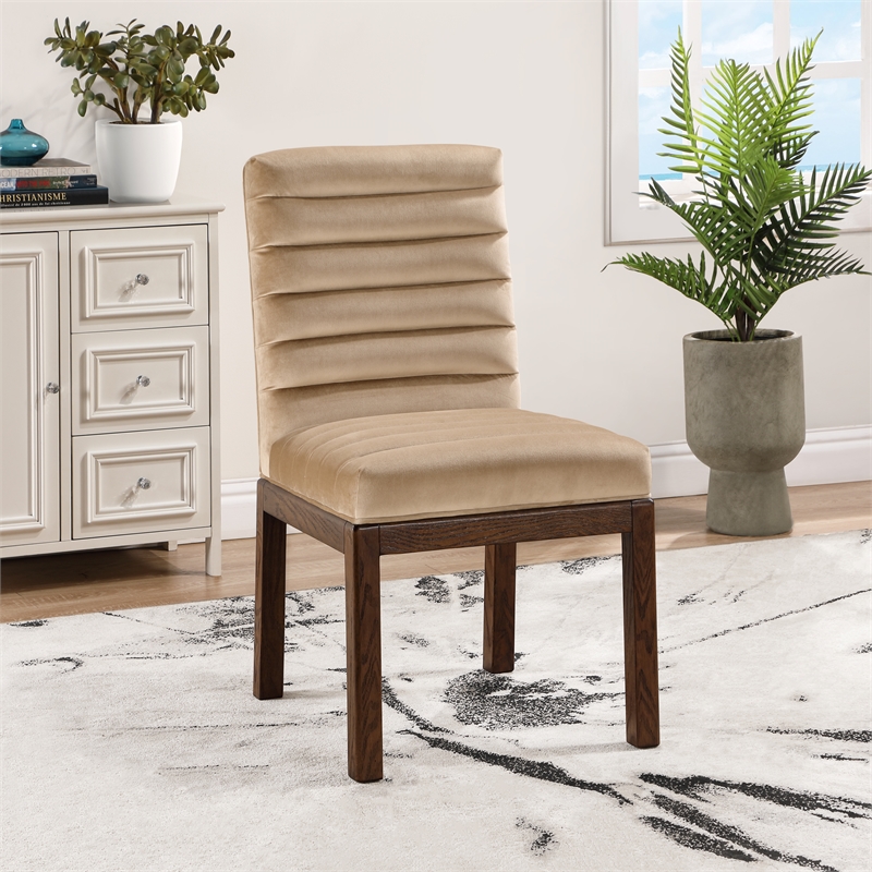 Meridian Furniture Evelyn Beige Velvet Dining Chair