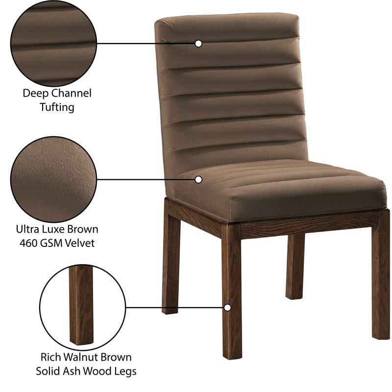 Meridian Furniture Evelyn Brown Velvet Dining Chair