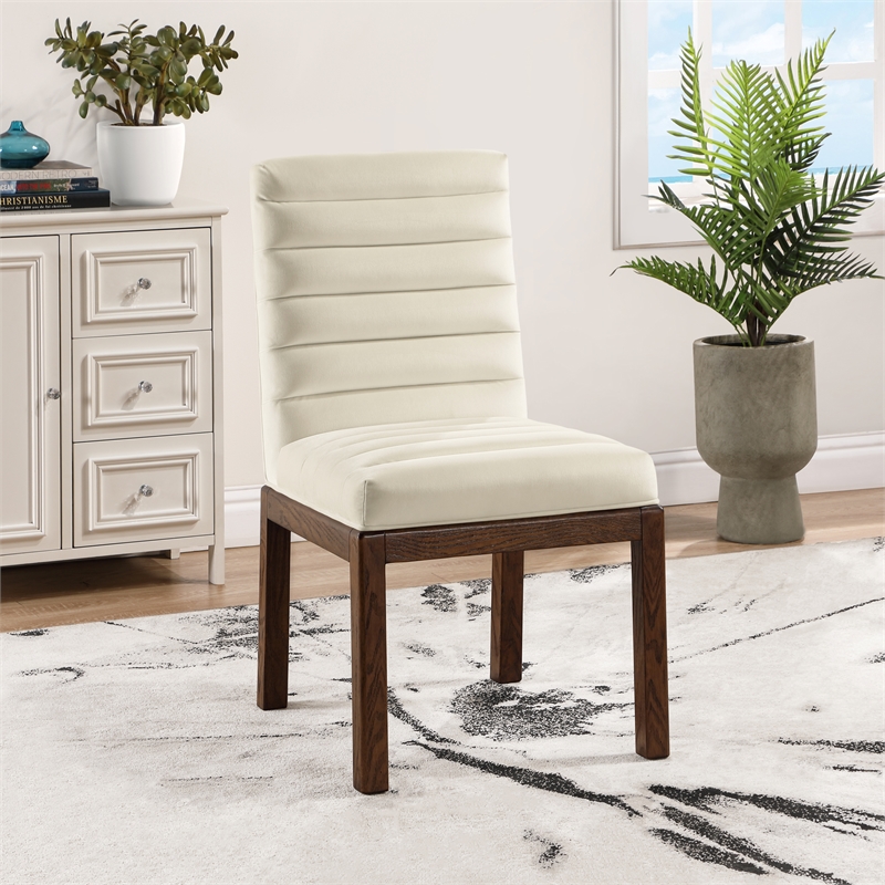 Meridian Furniture Evelyn Cream Velvet Dining Chair